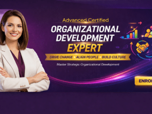 Futuristic organizational development ad banner