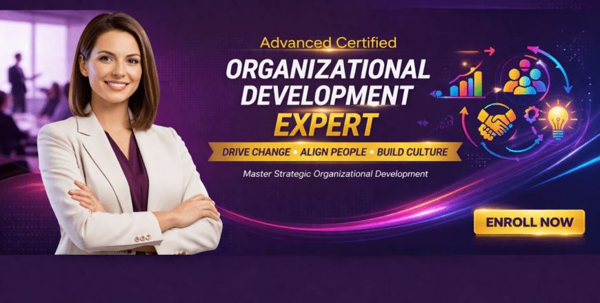 Futuristic organizational development ad banner