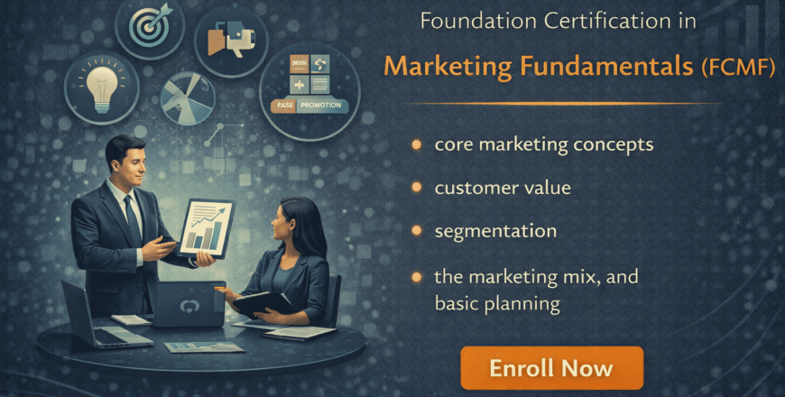 Marketing fundamentals course promotional design